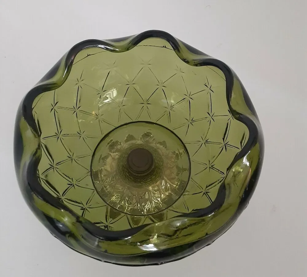 Vintage Glass & Brass Footed Dish Pie Pinch Edges Cottage
